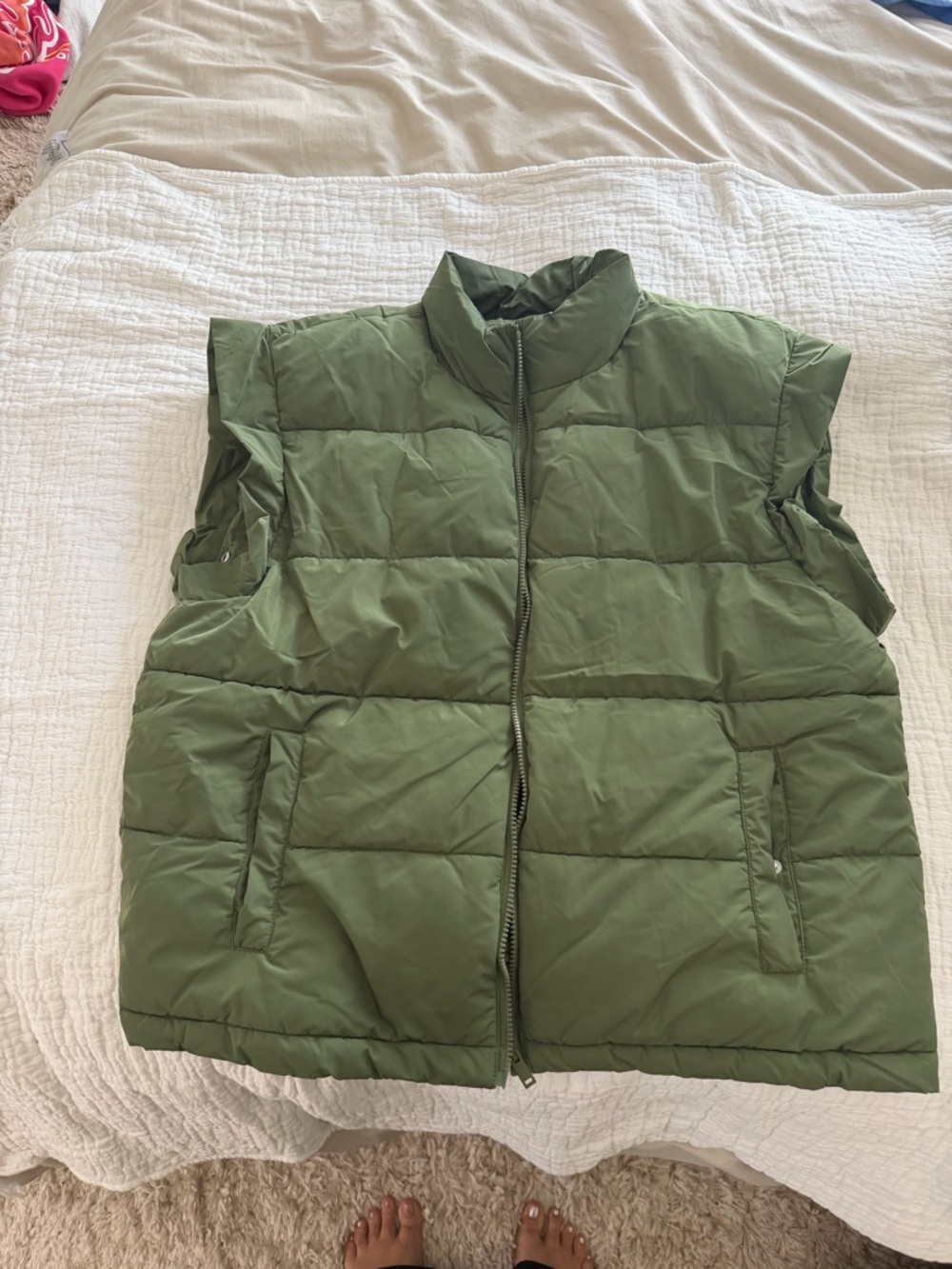 Olive Green Quilted Puffer Vest/Jacket